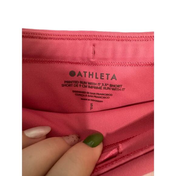 Athleta Run With It Shorts Activewear Mid Rise Floral Pink Size Small - Picture 8 of 10